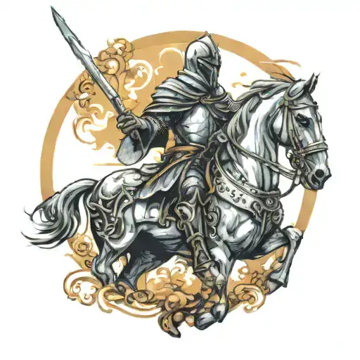 A Knight With Spear Fighting Against Anxiety Demons