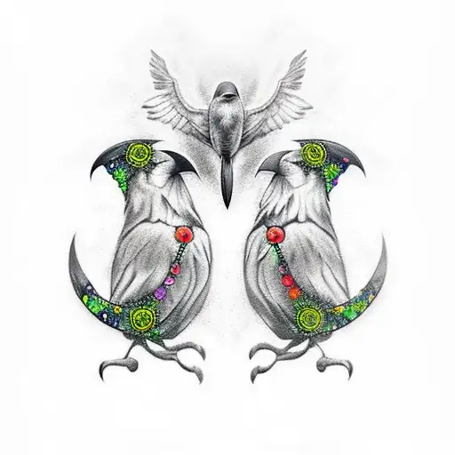 Raven And Black Cat With Celtic Design