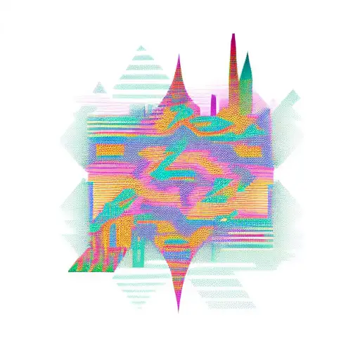 African Tribal Sunrise Integrated With The Chicago Skyline Technology And Binary Coding