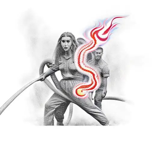 Firefighting Scene With Subtle Medusa