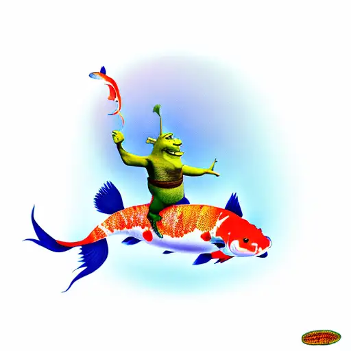 Shrek Riding A Koi Fish