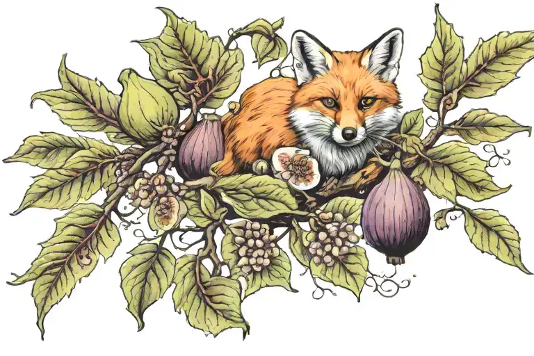 Fig Branch With Figs And Fox Paw Prints