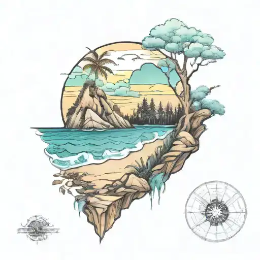 East Coast Beach Scene Mixed With Appalachian Mountain Scene