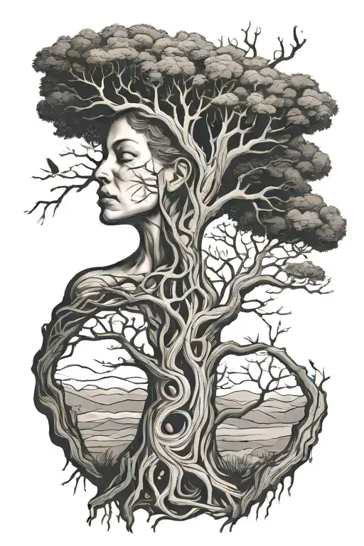 Tree And The Bark Is A Women Body Shaped Like Trees