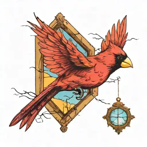 Cardinal Flying Towards A Window