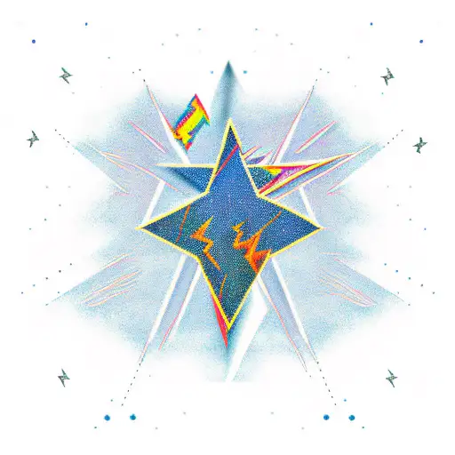 A Minimalist Tattoo Of David Bowie's Lightning Bolt Symbol With A Constellation Background