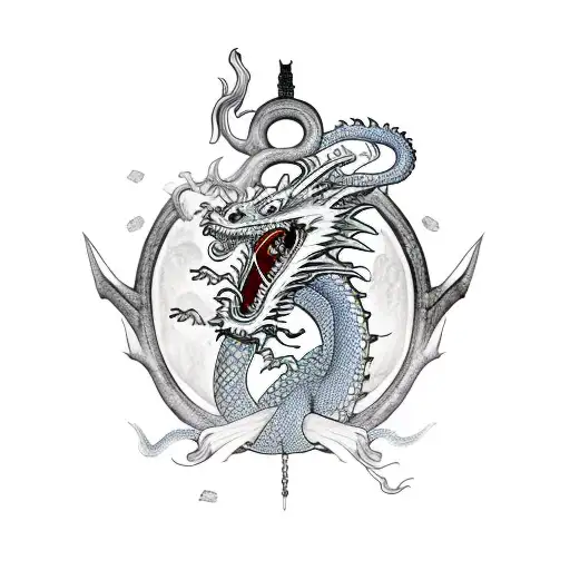 Dragon With Samurai Warrior