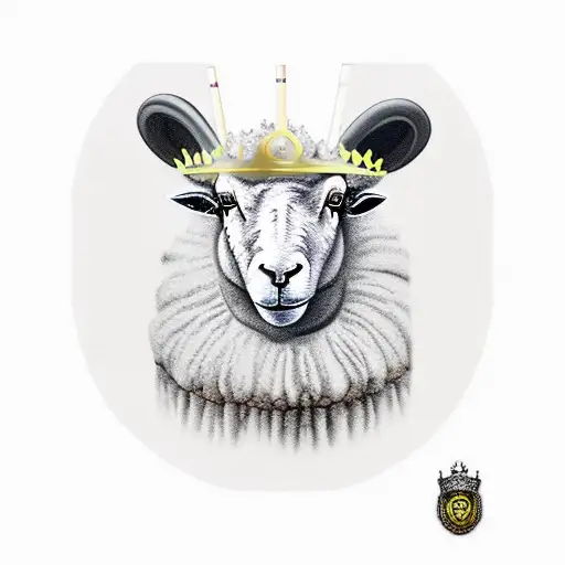 A Sheep With A Crown Smoking A Cigarette