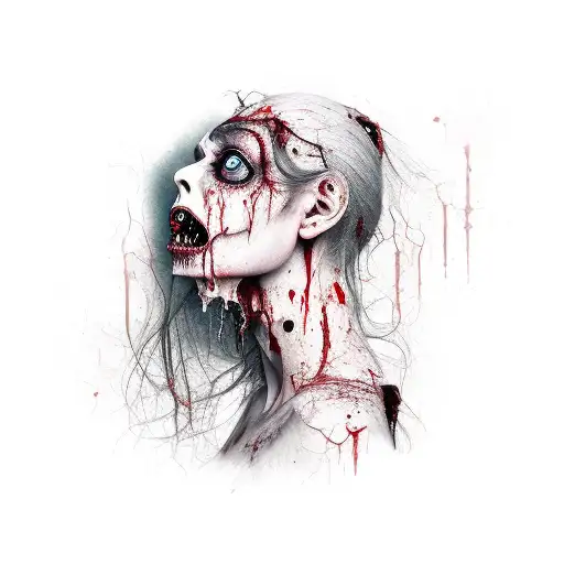 Beautiful Victorian Zombie Girl All Bloody And Falling Apart Side Profile