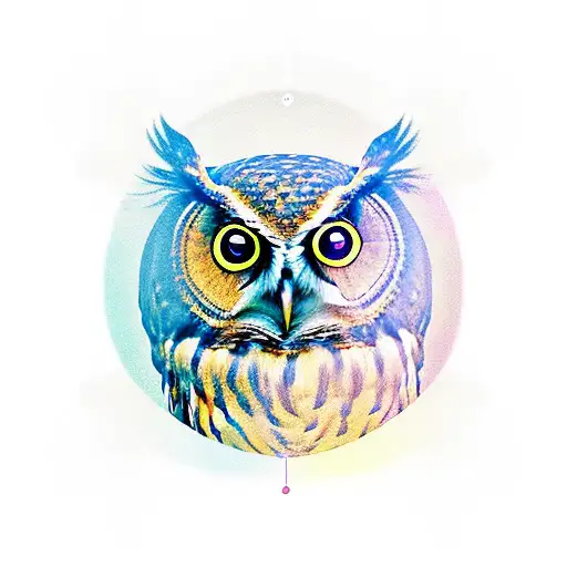 Owl Leaning Against Crescent Moon