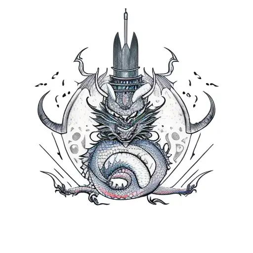 Dragon With Samurai Warrior