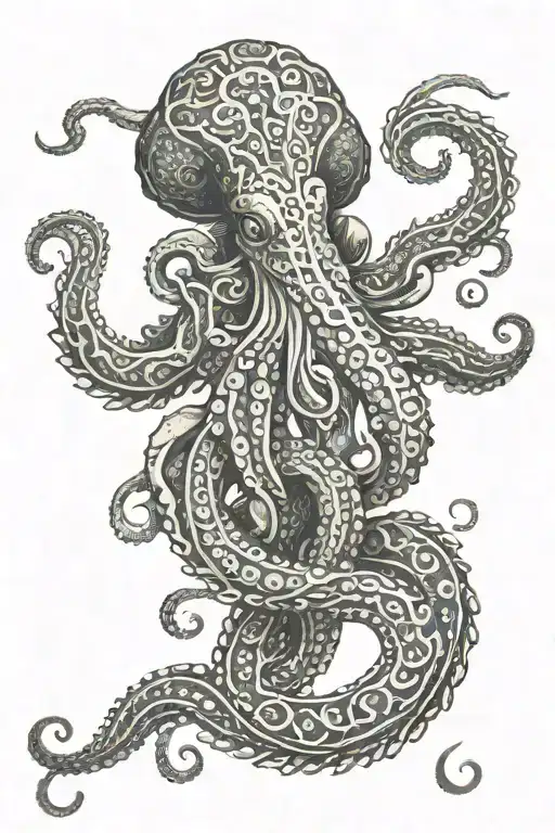 Long Tentacle Kraken Mythical Ornate Squid
