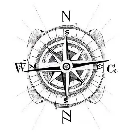 A Sketch-style Compass With Bts Lyrics Incorporated