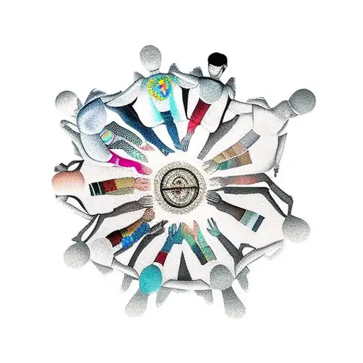 A Group Of Friends Holding Hands In A Circle