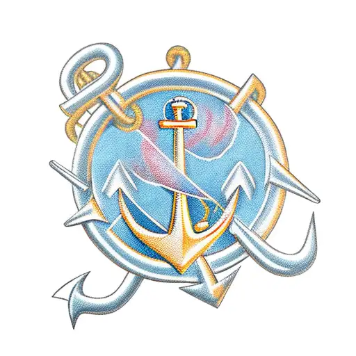 Cartoon Sailor Goose With An Anchor Behind It Like A Classic