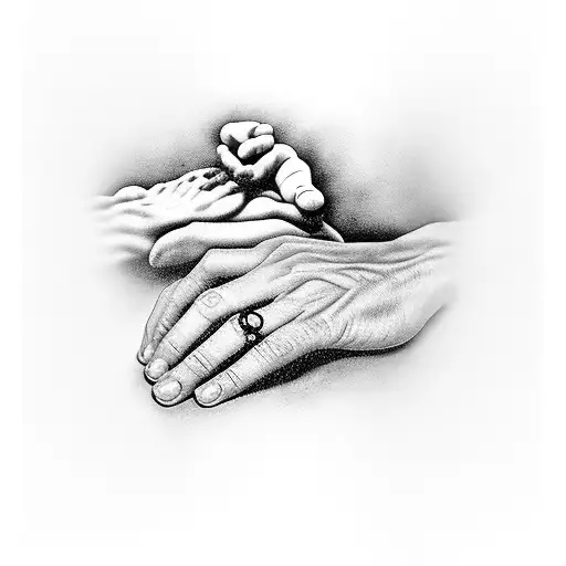 Hands Prayer With One Rosary