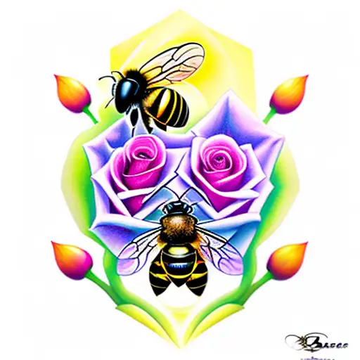 2 Bees And Rose