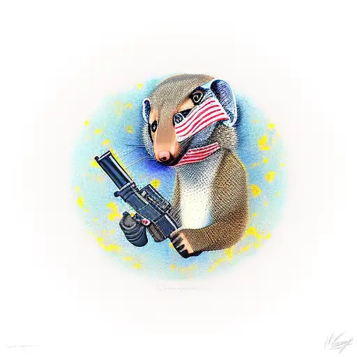 Mongoose Holding A Gun