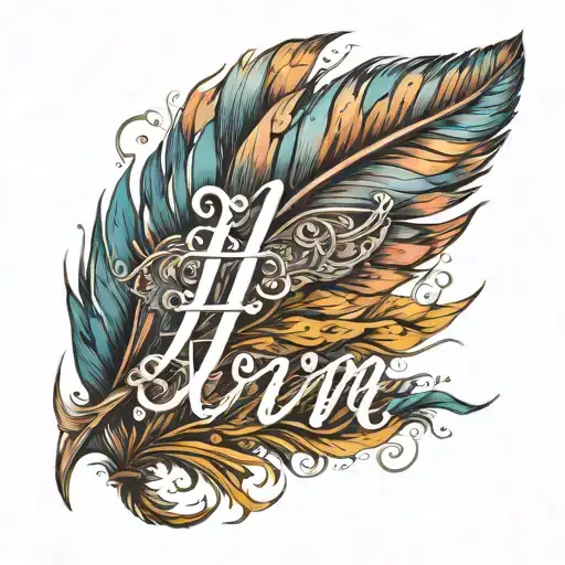 Feather With Letters H Y M Inside De Wings Abstract