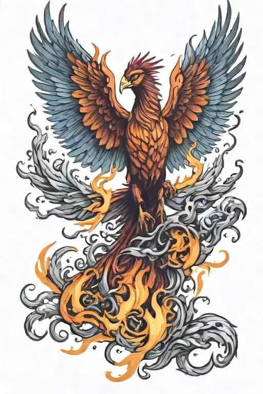 Phoenix Rising From The Ashes With Lighting