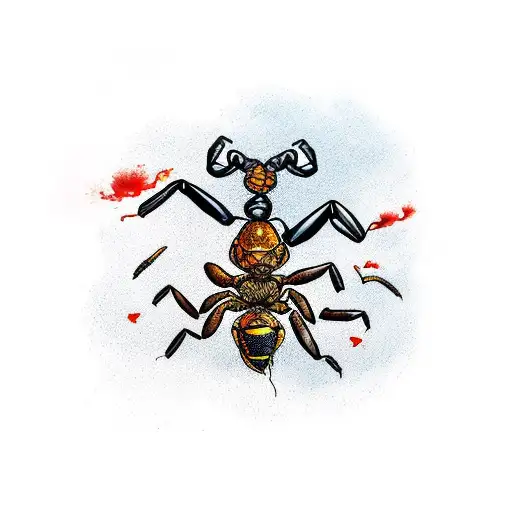 Scorpion Avec Un Rosier Grimpant