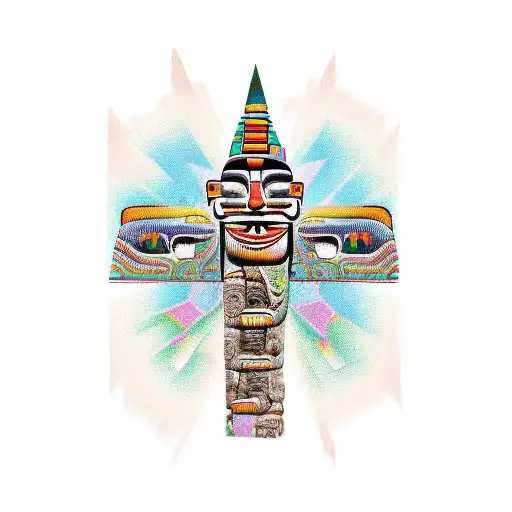 Totem Pole-inspired Design With Aztec Animal Symbols