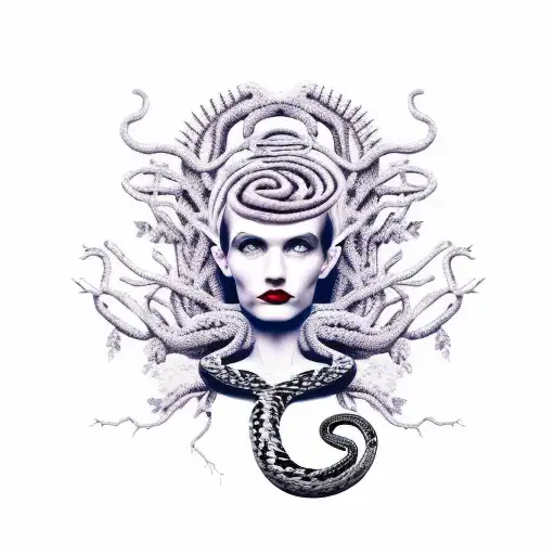 Woman And Serpent With Tree