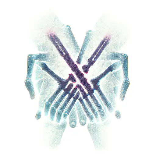 X-ray Hands With Radiation Symbol And Abstract Sleeve