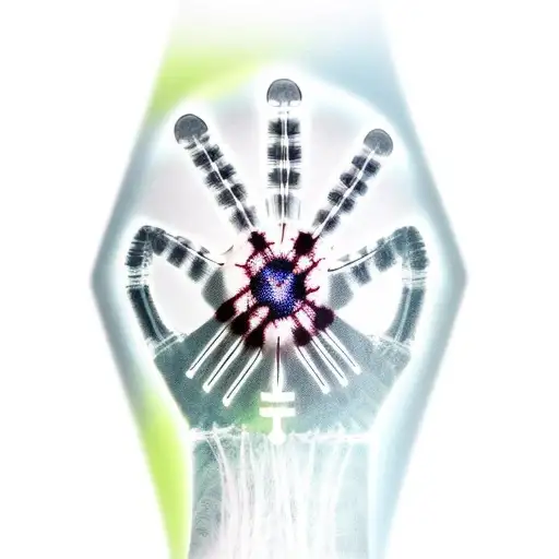 X-ray Hands With Radiation Symbol And Abstract Sleeve