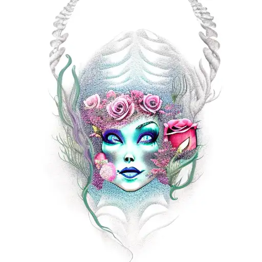 Mermaid With Roses And Spine