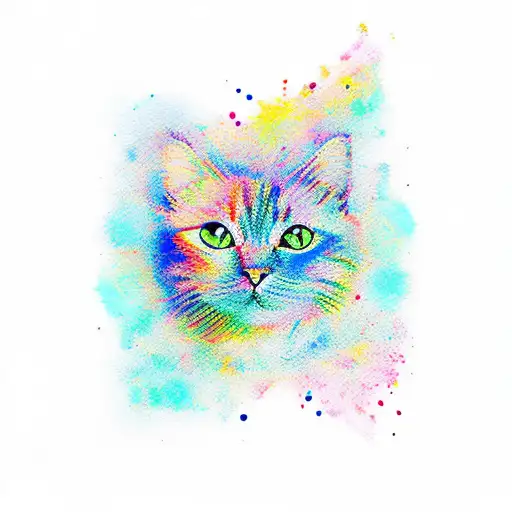 A Cat Pawns In Watercolor