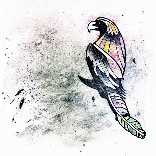 A Crow Carrying A Eagles Feather