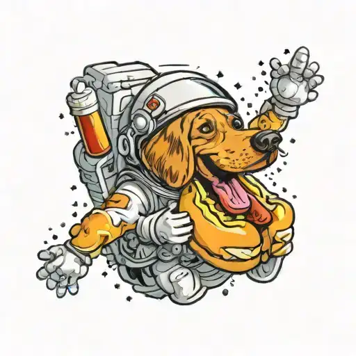 Hot Dog Astronaut With A Jet Pack Howling