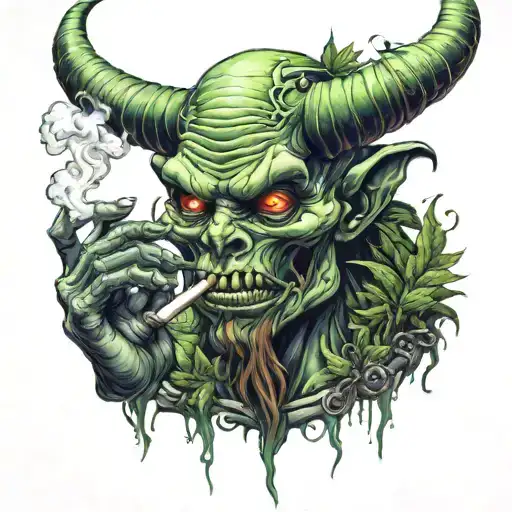Demon Smoking Weed