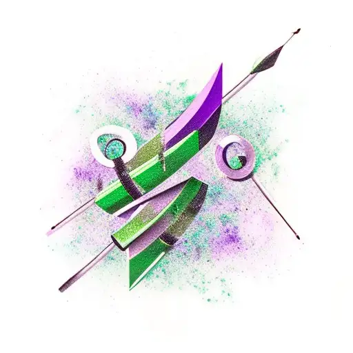 Arrow With Green And Purple