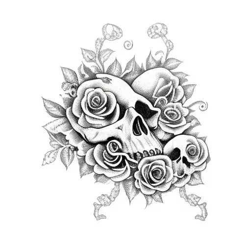 Vine With Skulls And Roses