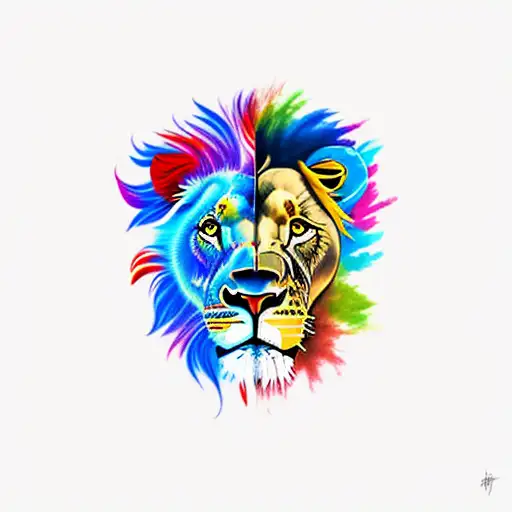 Full Body Lion And Lioness