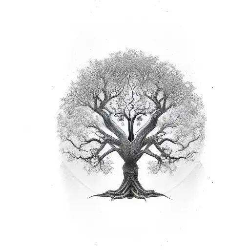 Yggdrasil Tree Tattoo For Neck
