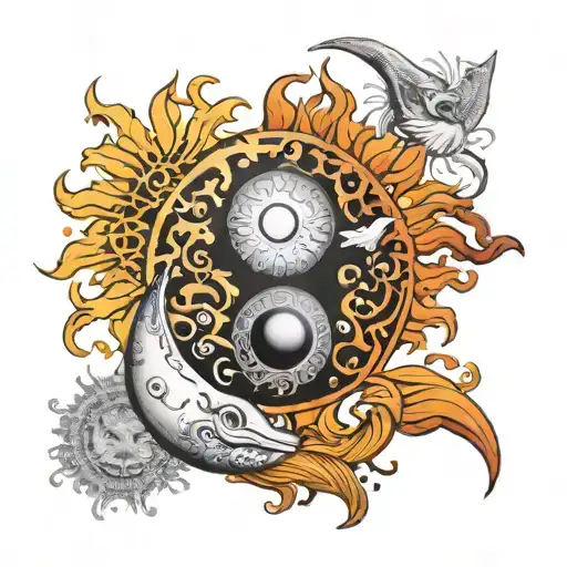 Sun Moon Yin Yang Ouroburos