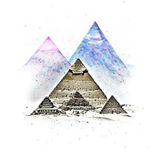 Egyptian Pyramids With Galaxy In Background