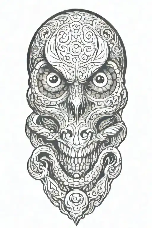 Owl Skull Coiling Snake Slithering