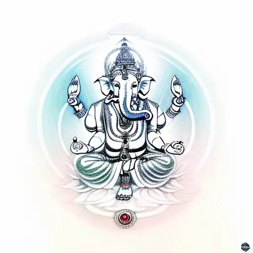 Om Symbol Surrounded By Ganesha's Trunk