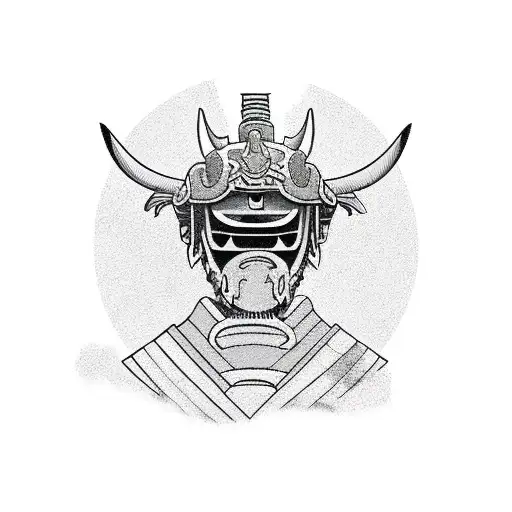 A Little Imp With Mask Of Samurai