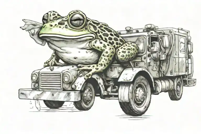 A Frog Driving A Garbage Truck