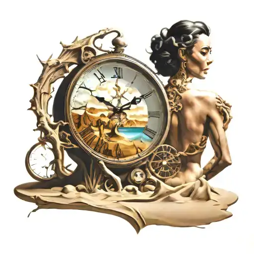 Surreal World Of Dali With The Time Sand Clock