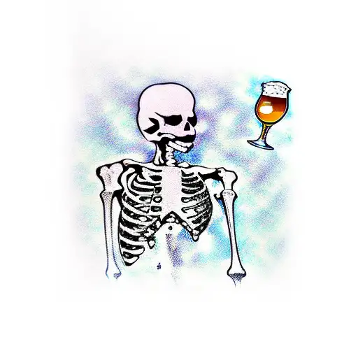 Skeleton In A Labcoat Holding A Beer
