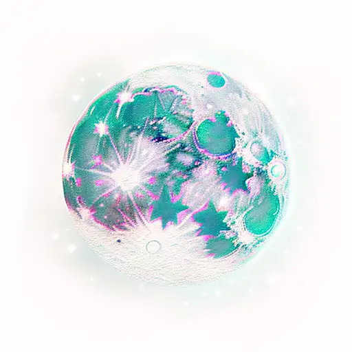 A Full Color Moon In The Space With Stars