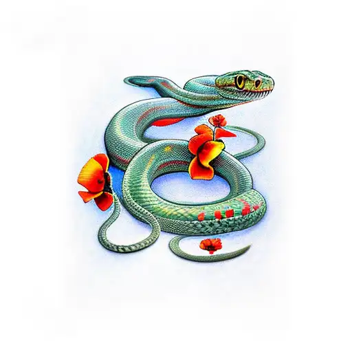 Snake With Poppies