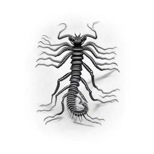 Wriggling Centipede With Sharp Legs In Black