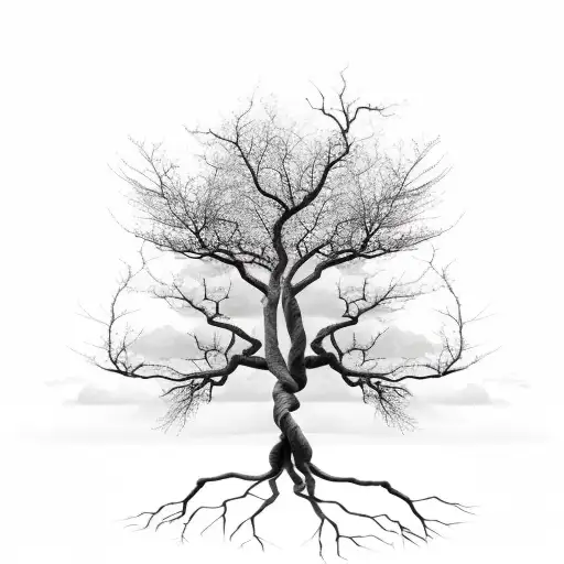 A Tree With Roots Reaching Deep Into The Earth And Branches Stretching Towards The Sky